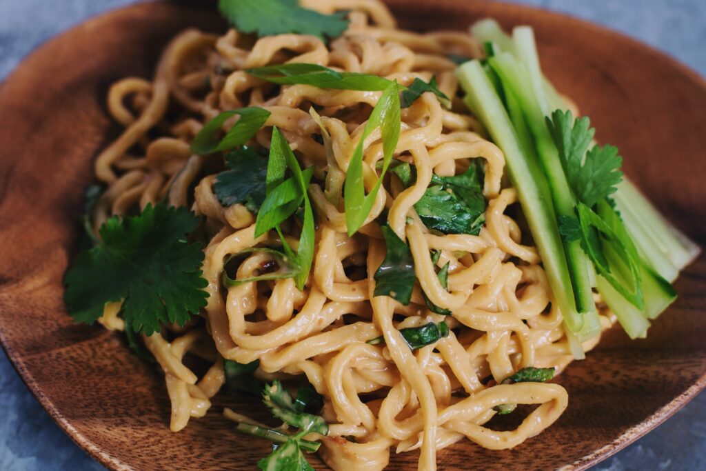 plate of peanut noodles